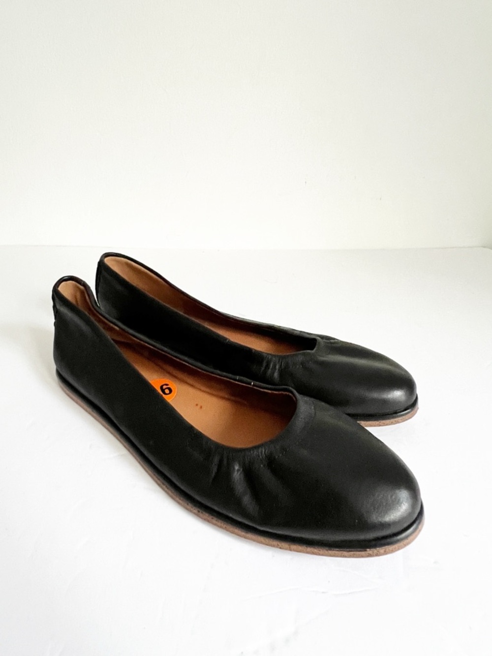 SZ 9.5 Lucky Brand Women's Black Leather Ballet Flats - Classic Slip-On